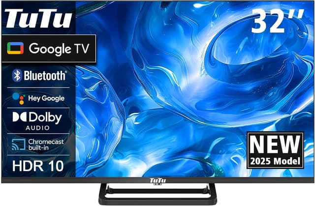 Detalle de TuTu TUG32HQ1C Smart TV 32 Zoll (80 cm) mit Google TV, WLAN, Bluetooth und Triple Tuner