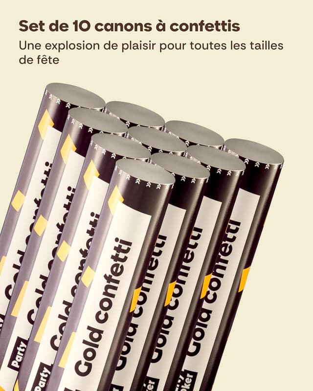 Thumbnail 3 de Partyjoker 10 Canons à Confettis Dorés