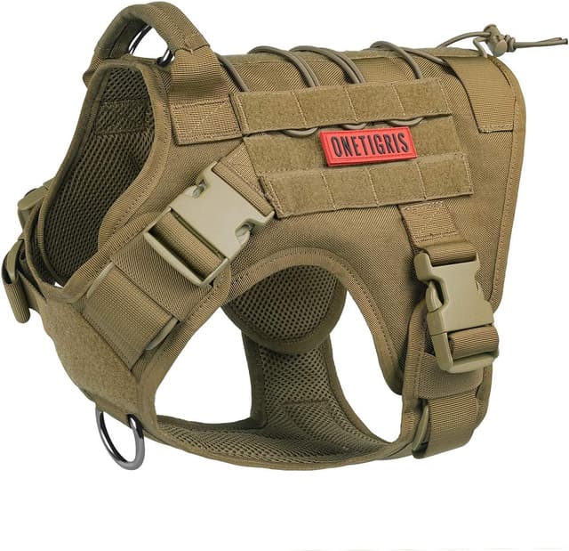 Detalle 2 de OneTigris FIRE WATCHER imbracatura tattica per cani in nylon 1000D con 1 manico e 2 anelli a D (taglia XS, grigio)