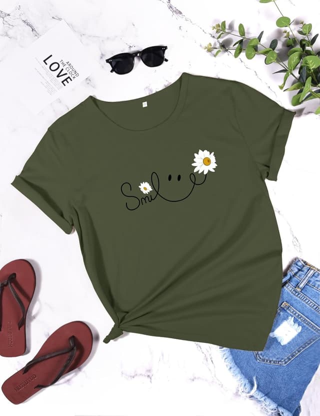 Detalle de T-shirt femme blanc Heekpek en coton doux, col rond et manches courtes