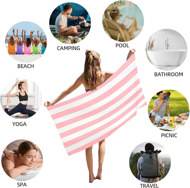 Thumbnail 5 de CNMTCCO Large Beach Towel 160x90cm Light Pink