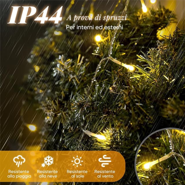 Detalle 2 de SALCAR Luci Natalizie con telecomando, 20 m e 300 LED, IP44 (bianco caldo)