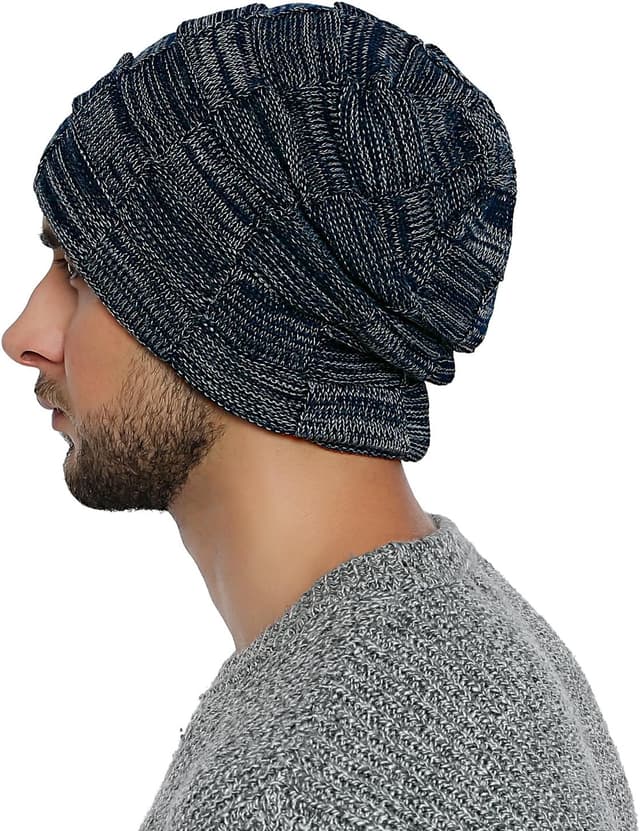 Detalle de Bonnet d’hiver homme tricot moderne DonDon Chaud Bonnet d’hiver beanie avec doublure extra-douce