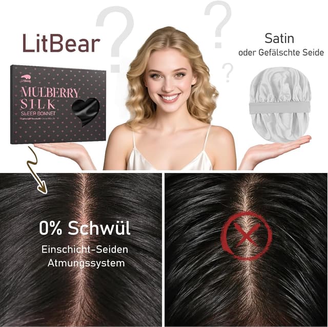 Thumbnail 4 de LitBear 22 Momme Seidenhaube zum Schlafen