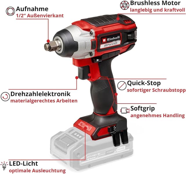 Thumbnail 2 de Einhell Akku-Schlagschrauber IMPAXXO 18/230 Power X-Change (Li-Ion, 18 V, 230 Nm) – bürstenloser Motor, Lieferung ohne Akku