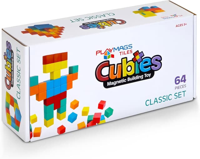 Detalle de Playmags blocchi magnetici da costruzione da 64 pezzi in cubi (STEM sensoriale)