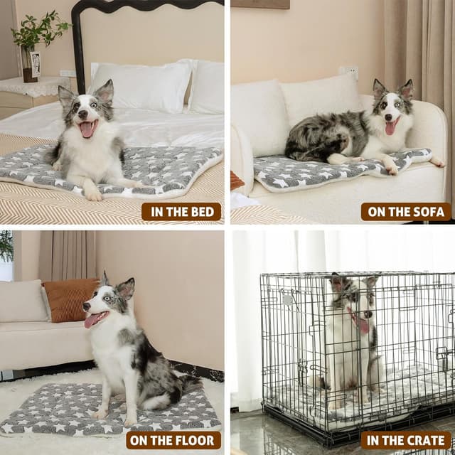Detalle de Mora Pets Dog Bed Mat Small (Washable Reversible Crate Mattress) for 24 inch cages, Grey, 60 x 46cm