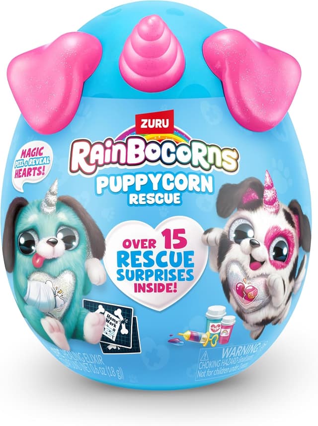 Detalle 2 de Rainbocorns Puppycorn Rescue Surprise Peaches the Sausage collectable plush with 12+ surprises (Peel & Reveal heart)