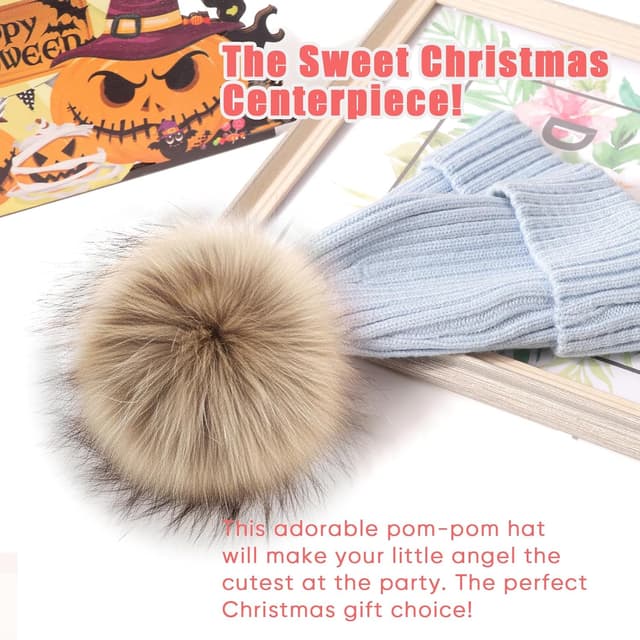 Detalle de DRESHOW Baby Kinder Wintermütze Beanie mit Schleife und Zopfstrick-Optik für 0–36 Monate (Unisex)