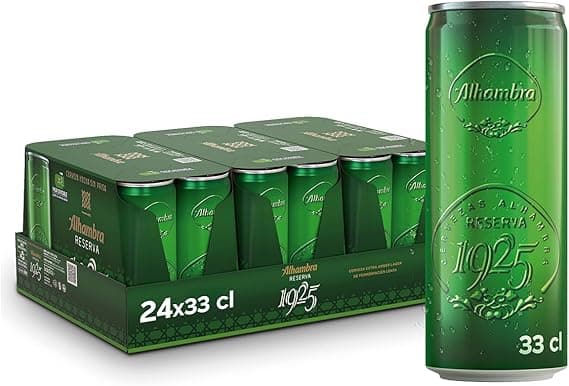 Detalle de Alhambra Reserva 1925, Pack 24 Latas 33cl 🍺 Cerveza Artesanal