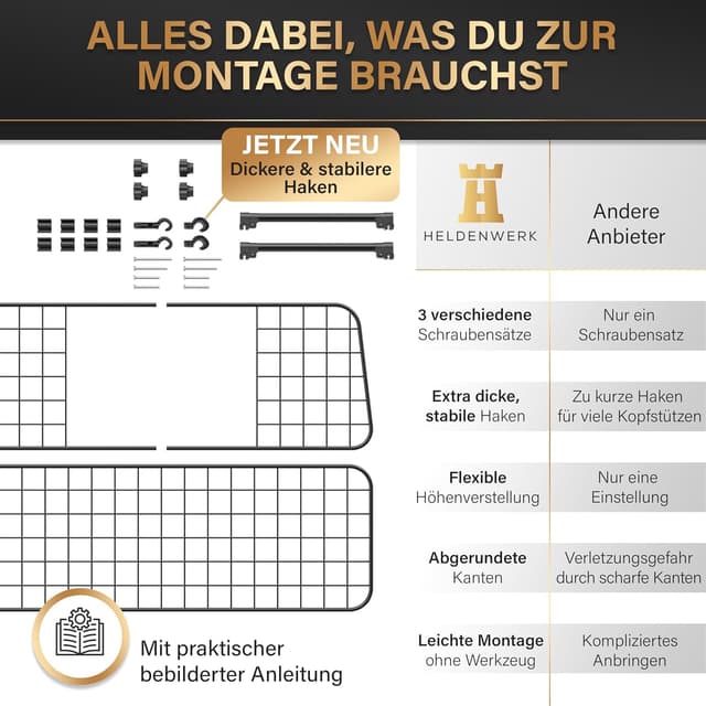 Thumbnail 2 de HELDENWERK Kofferraum-Trenngitter 91–153 cm