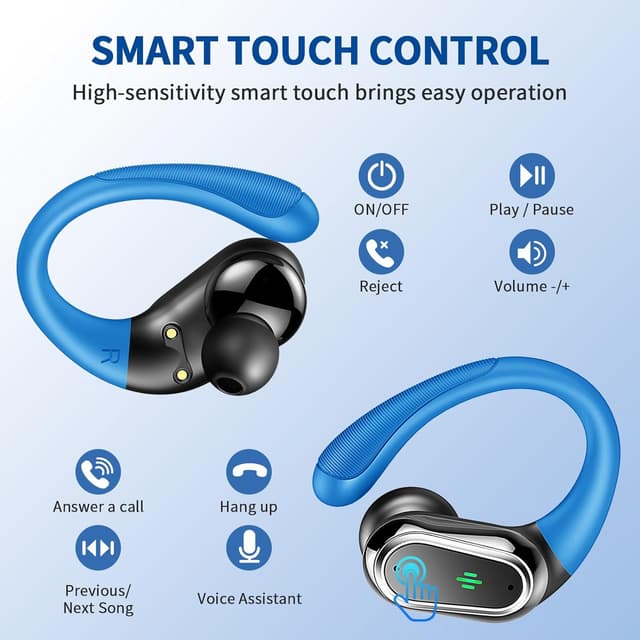 Detalle de Wireless Earbuds Bluetooth 5.4 with 50H Playtime, 4 ENC Mics, IP7 Waterproof Sports Earhooks