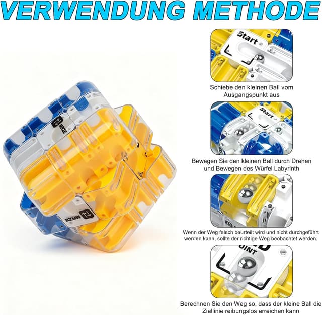 Thumbnail 1 de Large Zauberwürfel 3D Labyrinth Puzzle 8,5 cm