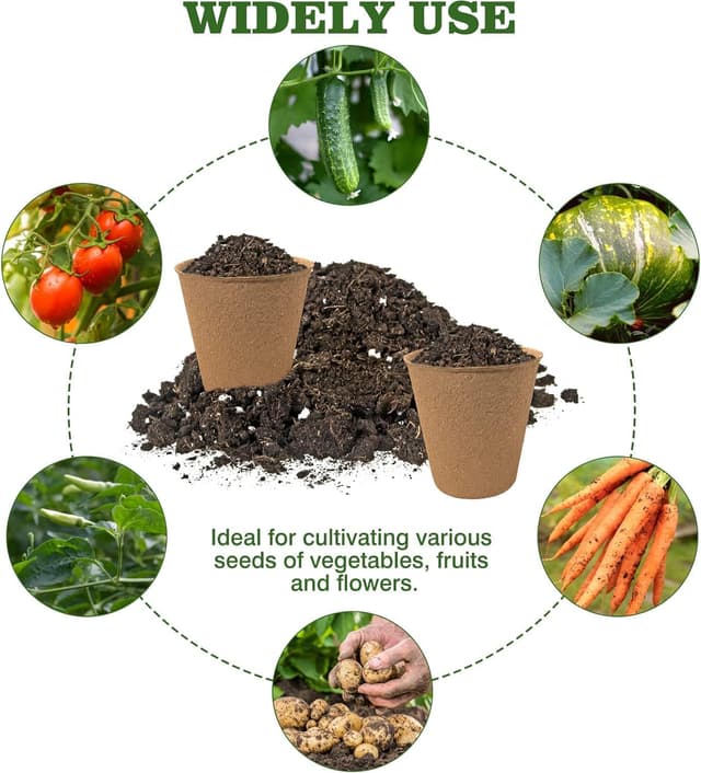 Detalle de 42 Pack Biodegradable Planting Pots (8cm) with Labels & 2 Transplant Tools