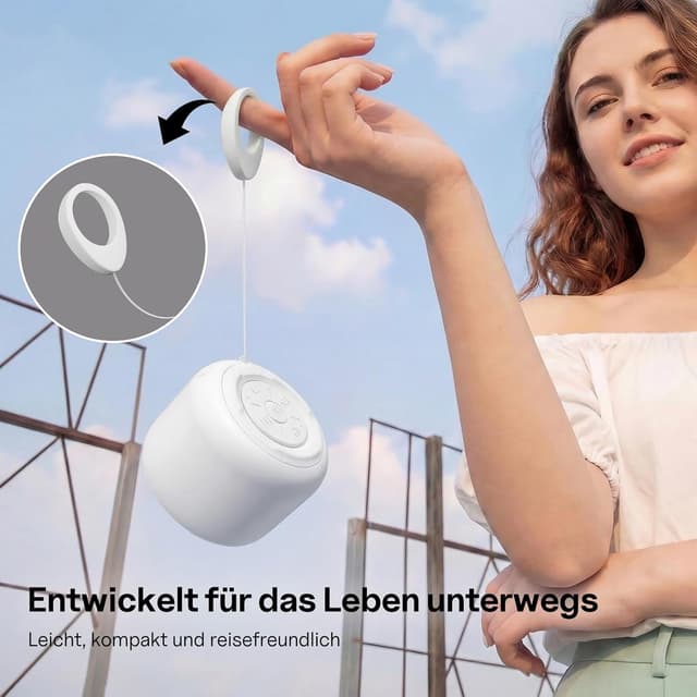 Detalle de Bobtot Tragbarer Bluetooth-Lautsprecher mit wasserdichtem Design, 15 Stunden Akkulaufzeit & Freisprechfunktion (Weiß)