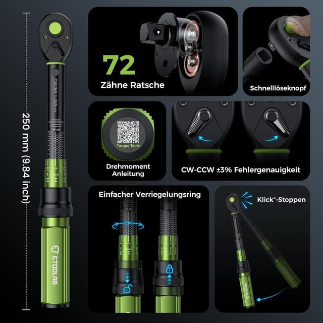 Thumbnail 6 de ETOOLAB Drehmomentschlüssel Set 1/4 25-teilig