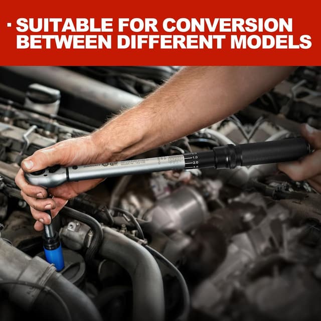Detalle de DANGKIY Drehmomentschlüssel Auto & Motorrad (1/2 Zoll, 40–210 Nm) inkl. 125-mm Verlängerung, 3 Stecknüssen