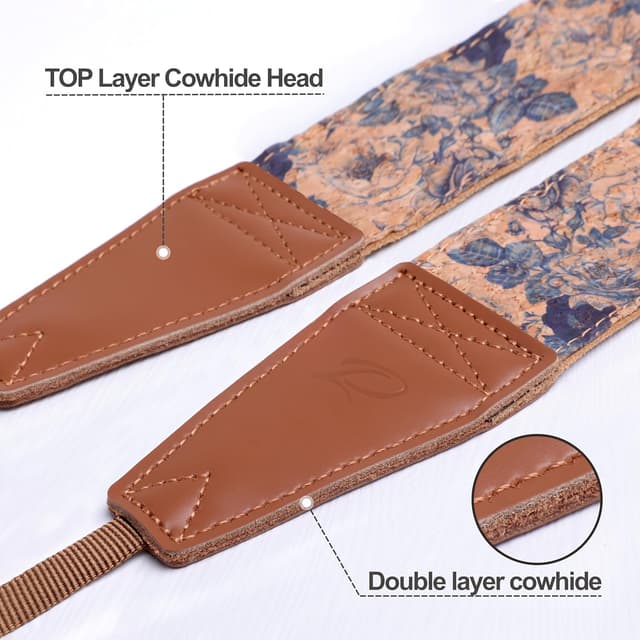 Detalle 2 de Padwa Lifestyle 2" Breiter Cord & Samt & Kork Kameragurt – breiter Schultergurt mit Korkband