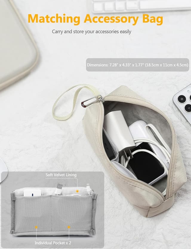 Detalle 2 de HYZUO Hartschalen-Laptophülle 13,3–14 Zoll für MacBook Pro/Air & weitere 13"-Geräte, Beige