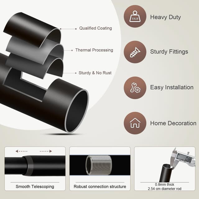 Thumbnail 6 de Gormena Adjustable Curtain Pole 80-148cm