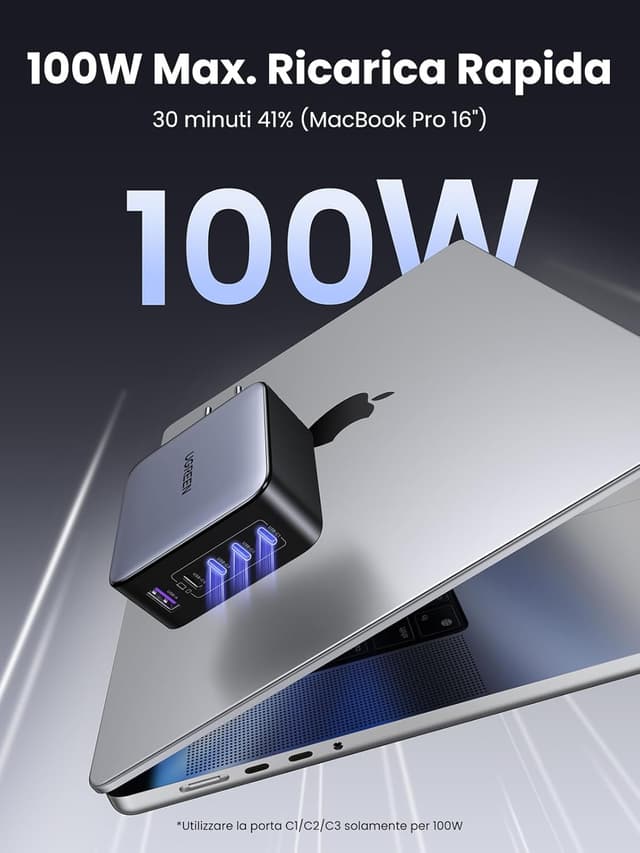 Detalle de UGREEN Nexode Caricatore USB-C GaNInfinity 5 porte da 100W