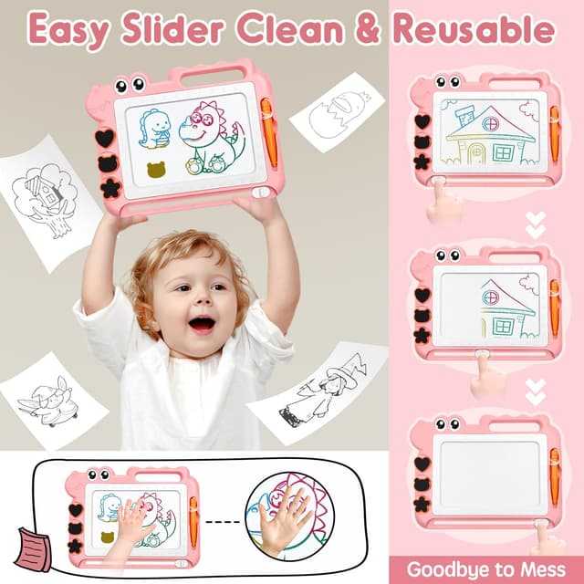 Detalle de AiTuiTui Dinosaurier-Magnettafel mit abnehmbaren Beinen – Zaubertafel-Reisespielzeug fürs Zeichnen ab 3 Jahren