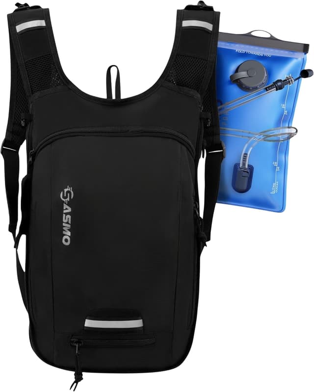 Detalle de SASMO Sports Fahrradrucksack 10l + 3l mit Trinkblase, Thermofach und Helmnetz
