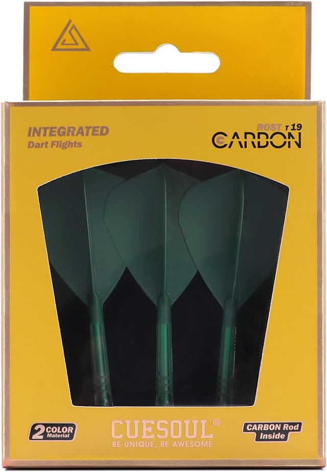 Thumbnail 6 de CUESOUL Rost T19 en carbone (tige + vol de fléchettes intégrés) vert foncé – lot de 3