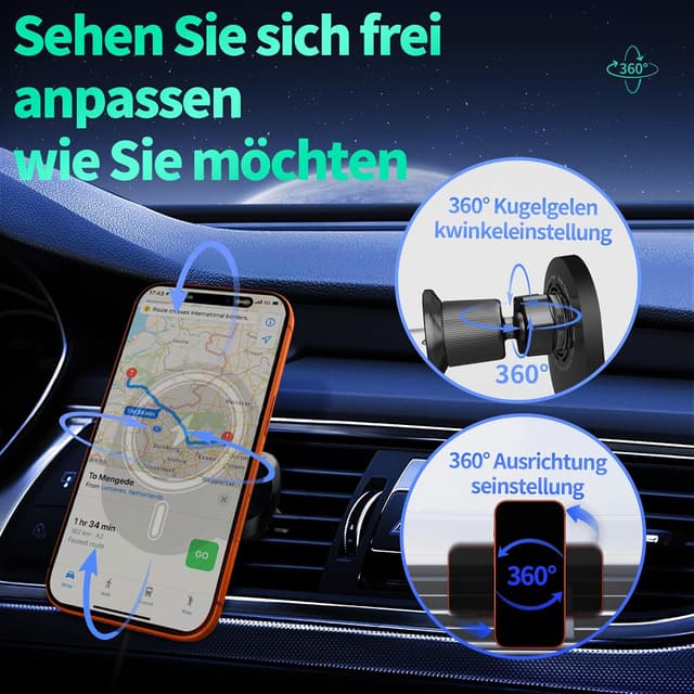 Detalle 2 de for MagSafe Car Mount Charger 15W Fast Charging – Wireless MagSafe car phone holder