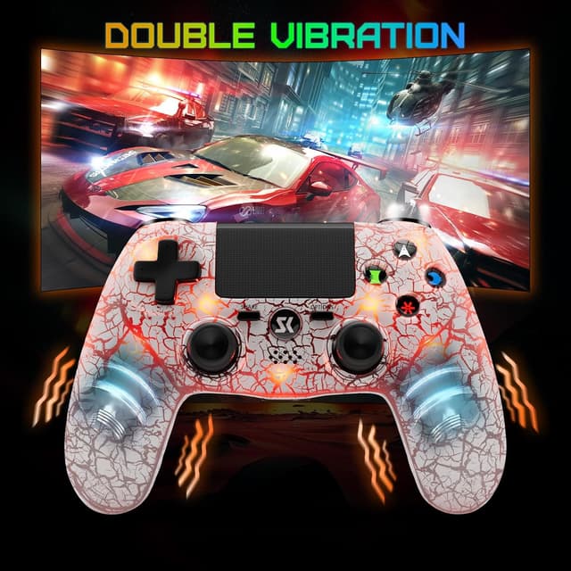 Detalle de CHENGDAO 2er-Pack Wireless-Controller für PS4 mit RGB-LED, 1000-mAh-Akku und 6-Achsen-Gyro