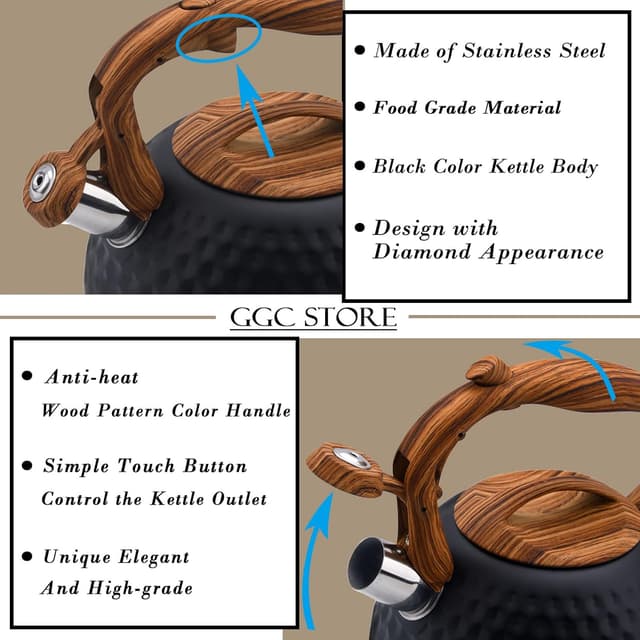 Thumbnail 2 de GGC Tea Kettle 3.1 Quart Whistling Stovetop Kettle