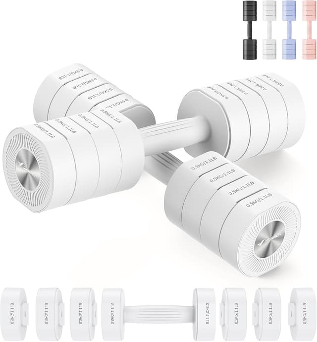 Detalle de MERACH adjustable dumbbell set of 2 (4-in-1) 1–4 kg hand weights for home gym strength training