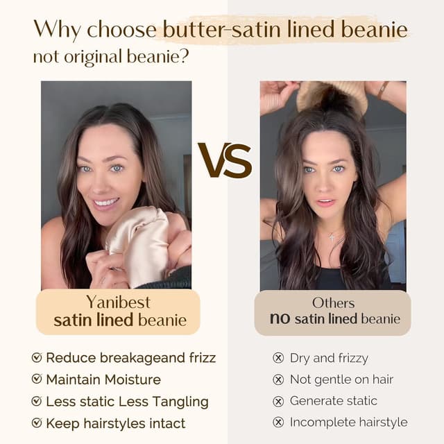 Detalle de YANIBEST Satin Lined Beanie 22.4 in