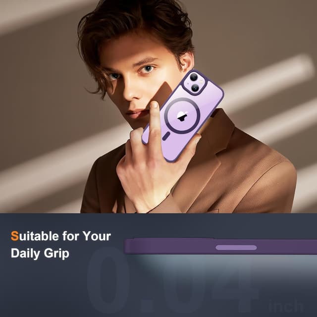 Thumbnail 6 de ORETECH Hülle für iPhone 13/14 (6,1 Zoll) mit 2 Schutzfolien & Mag-Safe-Kompatibilität – Tiefes Violett