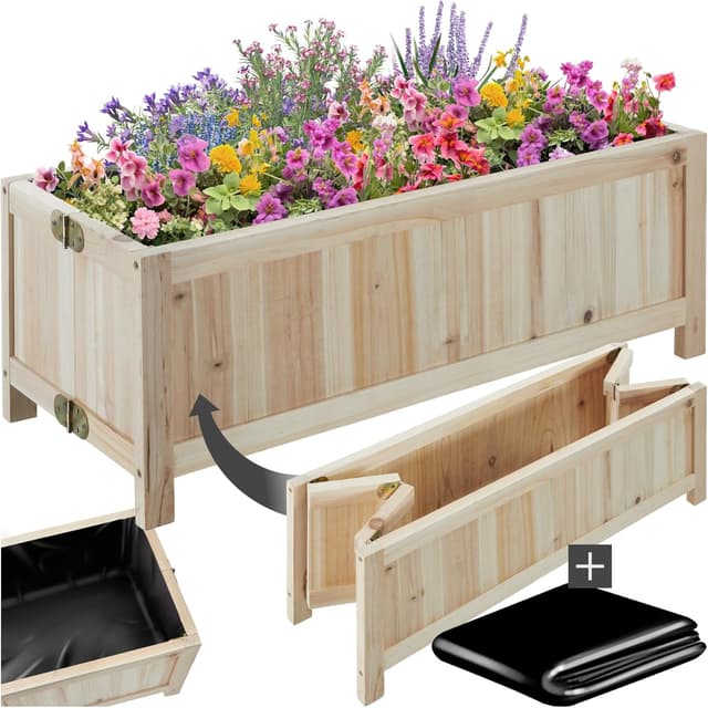 Imagen de tectake® Jardinera Exterior Rectangular 30 x 70 x 25 cm en OfertitasTOP