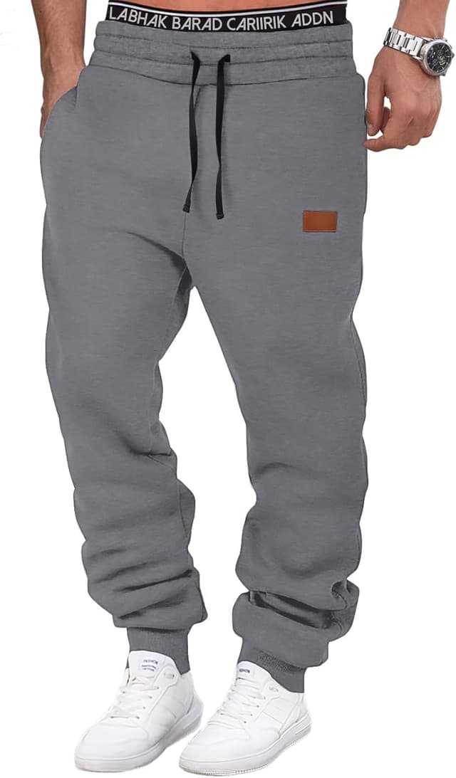 Detalle de HMIYA Herren-Jogginghose aus Baumwolle (Trainingshose, Freizeithose) mit Taschen und Kordelzug