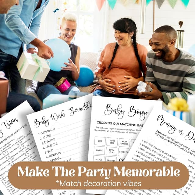 Thumbnail 4 de WOODAMORE Funny Baby Shower Games Bingo Set 🎲