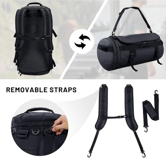 Detalle 2 de MIER Large 60L Duffel Backpack Gym Bag with Shoe Compartment (Water Resistant) — Black