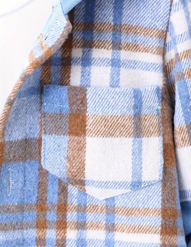 Detalle 2 de Fdqin Kids Flannel Plaid Shirt and Sweatpants Set 4-12