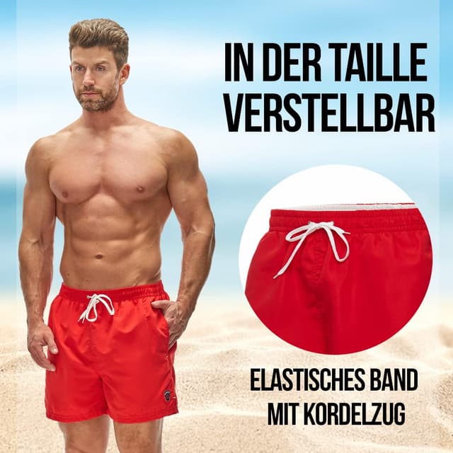 Detalle 2 de Zagano Adam Lipski Badehose Herren schnelltrocknend – Boardshorts mit Kordel & Mesh-Einsätzen (S–6XL)