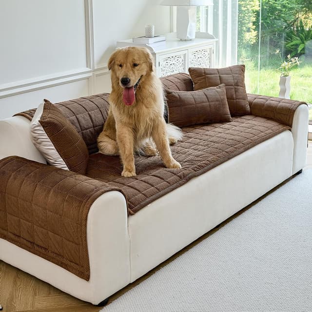Detalle 2 de PJLZJFBY Washable Non-Slip Fuzzy Couch Cover for Dogs (Dark Brown, 27.6"x94.5", 1 PC)