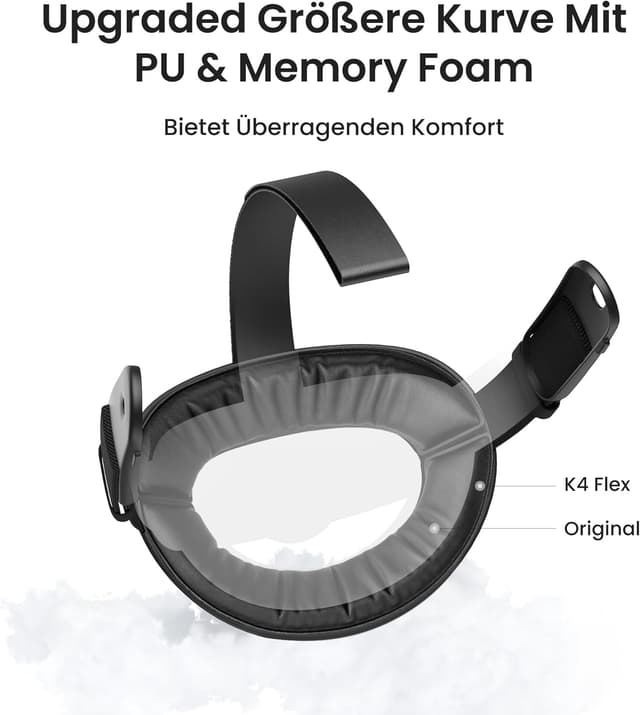 Detalle de KIWI design K4 Flex Komfort-Kopfband für Meta Quest 3/3S (ohne Batterie) – verstellbar mit PU-Schaum