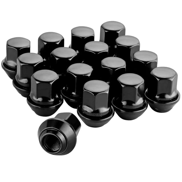 Detalle de eSynic 16-Piece Wheel Nuts Set for Ford (M12x1.5, 19mm Hex) Black Locking Nuts with Taper Washer