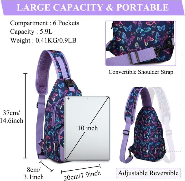 Detalle 2 de VASCHY Sling Bag Crossbody Backpack – water-resistant anti-theft chest bag with multi-pocket organisation