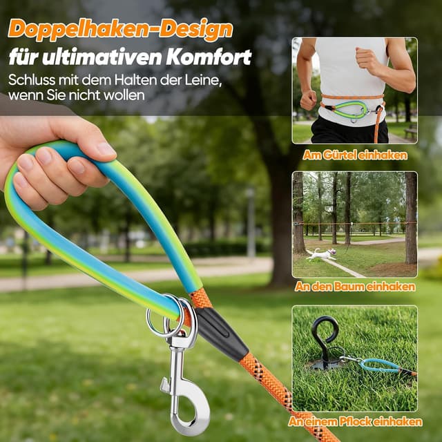 Detalle de Aystkniet Schleppleine für Hunde mit 2 Wirbelhaken – Trainings-Laufleine in 5 bis 30 m