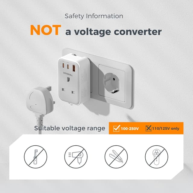 Thumbnail 6 de TESSAN UK to Universal Travel Adapter 20W (Type C/G/A/I) with 2 USB‑C + 1 USB‑A