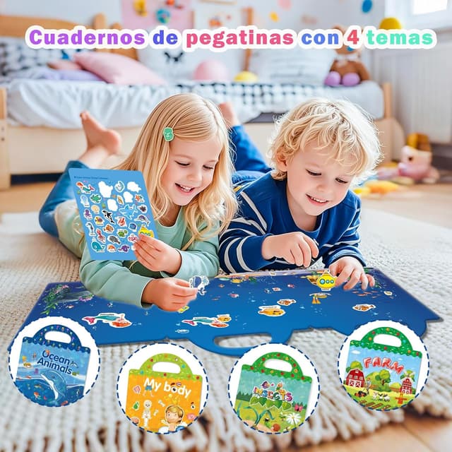 Detalle 2 de GUYUCOM 4 libros de pegatinas reutilizables