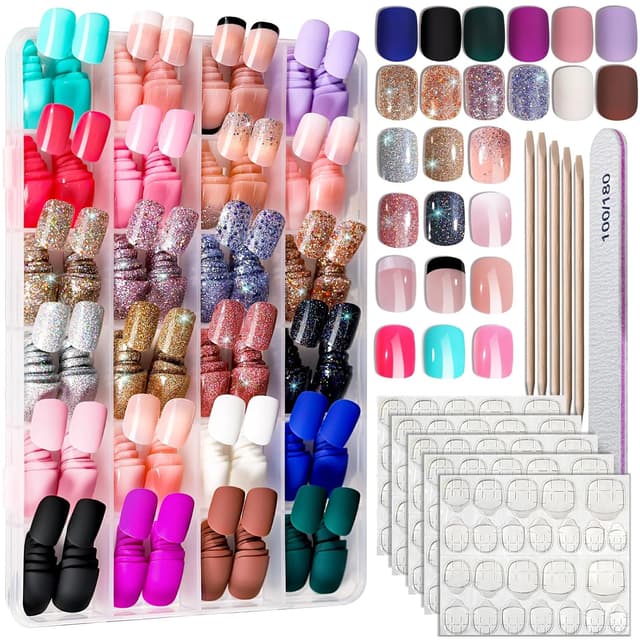 Detalle de FANDAMEI 576PCS Press On Nails 24 Colors đź’…