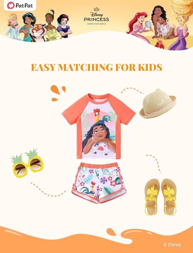 Detalle 2 de Disney Frozen Elsa Girls’ Two-Piece UPF 50+ Rashguard Swim Set (Tankini + Swim Bottom)