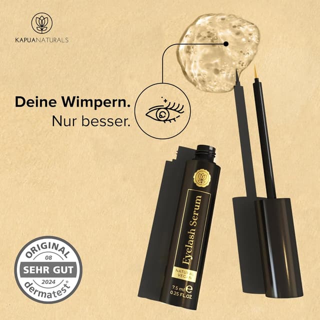 Detalle de BIO Wimpernserum „Wimpernserum Wachstum“ – hormonfreier Multi-Peptid-Komplex mit Koffein & Hyaluronsäure (7,5 ml)